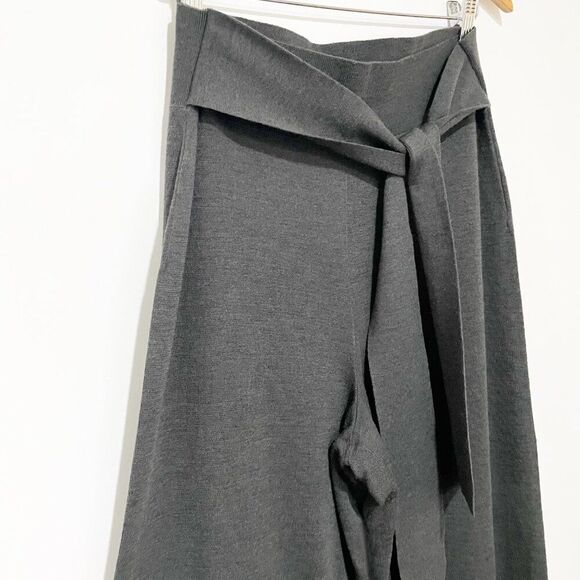Moth Tie Front Wide Leg Knit Gray Cropped Sweater Wool Blend Pants M Workwear - Picture 3 of 11